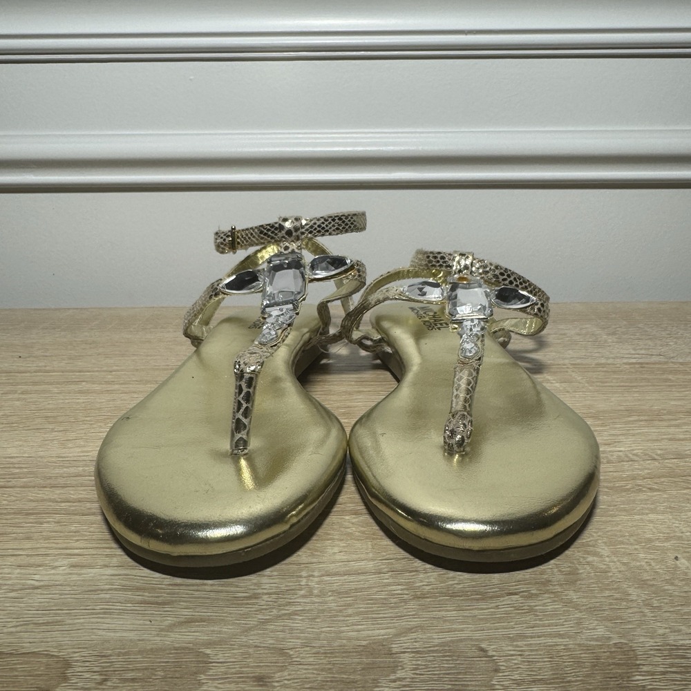 MICHAEL KORS Thong Sandals Women's Size 3 Gold‎ MK logo NEW w/o Box SC104493L-A